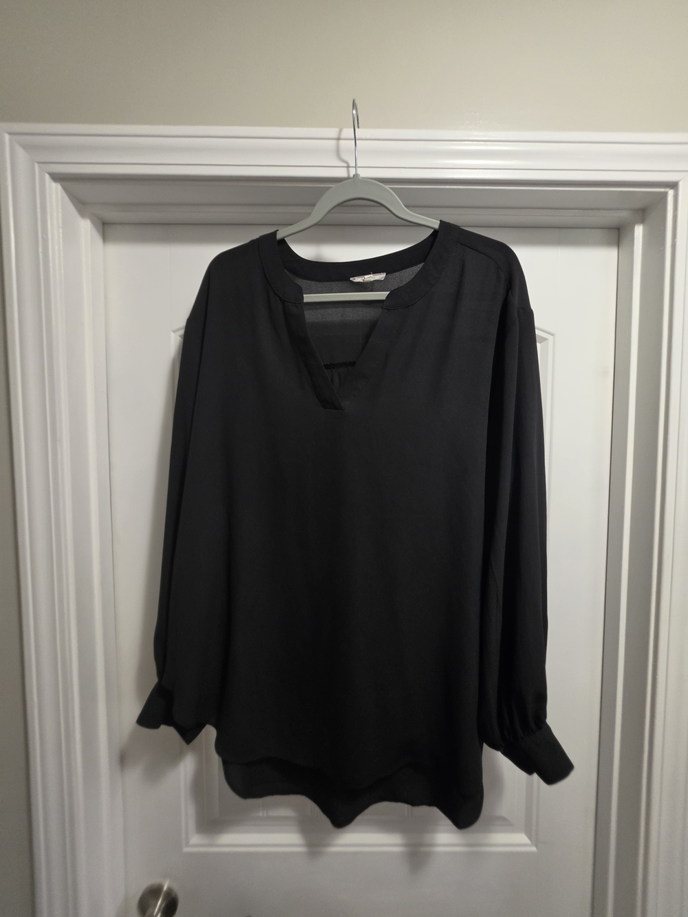 Maurices Black Split-Neck Long Sleeve Blouse